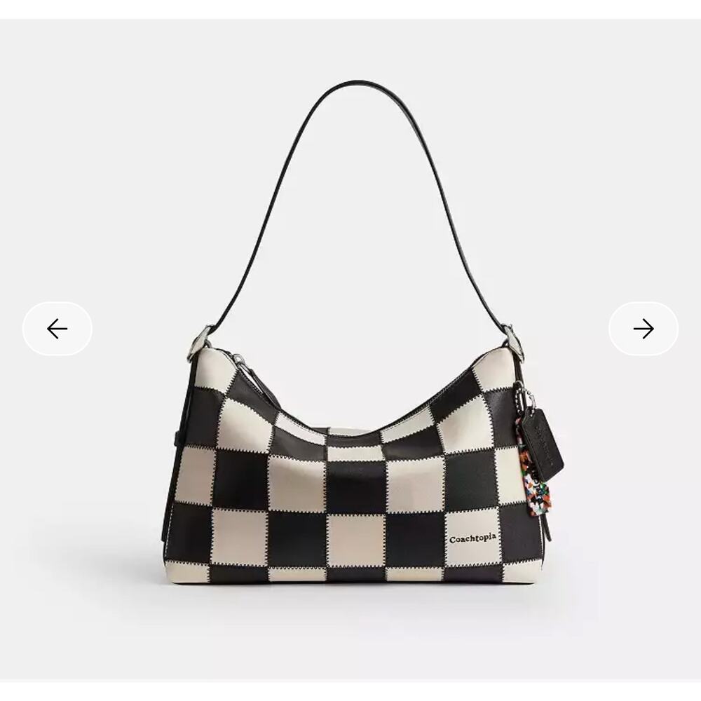 Coachtopia Alter/Ego Slouchy Shoulder Bag In Checkerboard Black/Chalk Leather